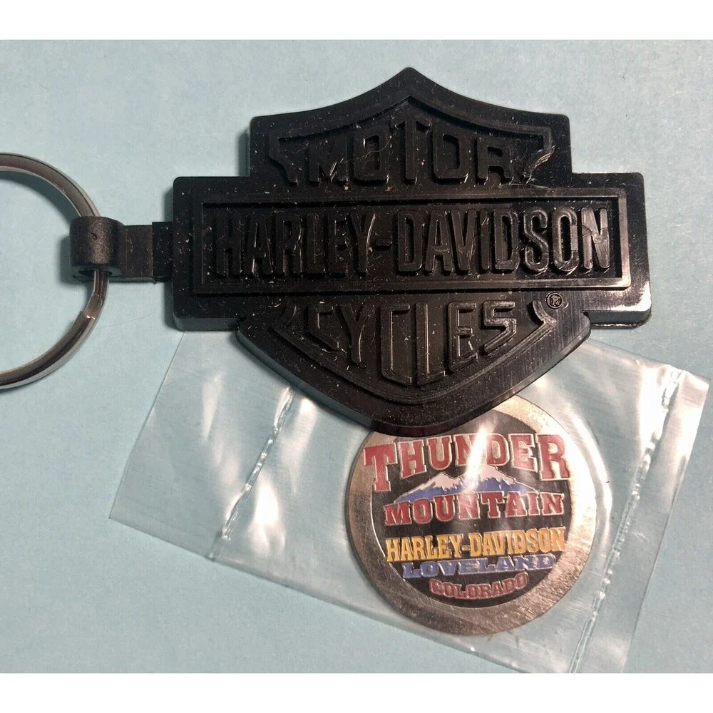 Thunder Mtn Harley Davidson Stick on metal badge & Grand Canyon HD Keychain